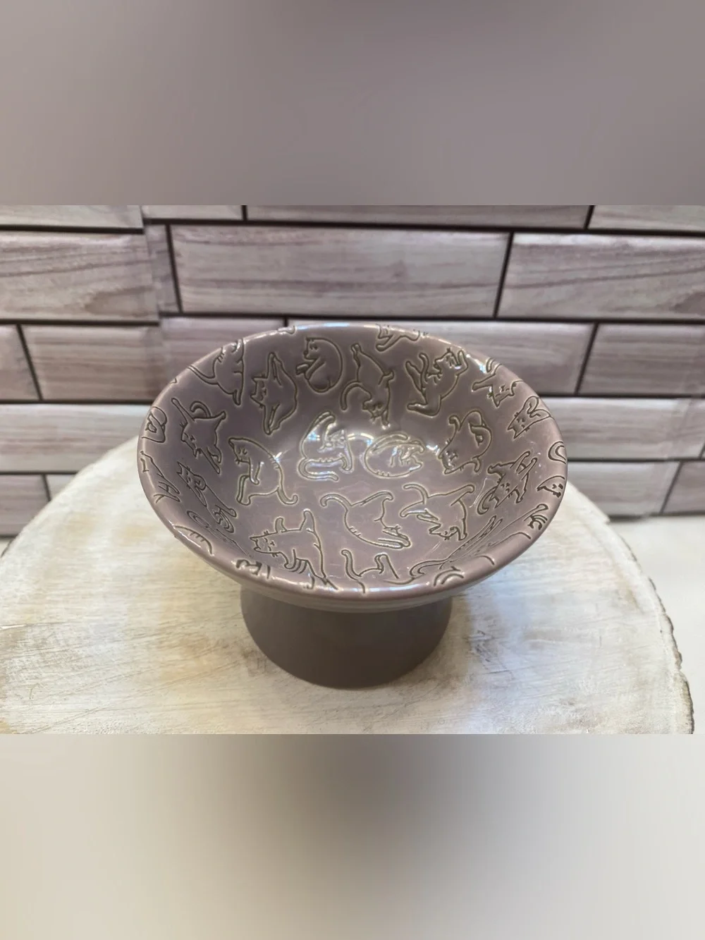 Signature 🐱 🐾 (1)Yoga cat screen embossed Elevated cat bowl Ancient Purple New